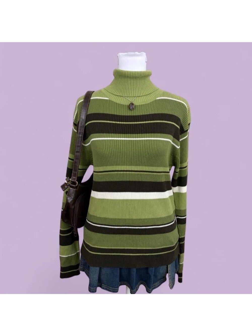 90s striped boho turtleneck sweater top